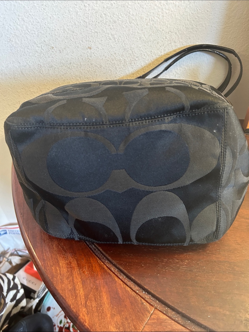 Coach Black Signature C Logo Tote with Silver Hardware - Picture 5 of 12
